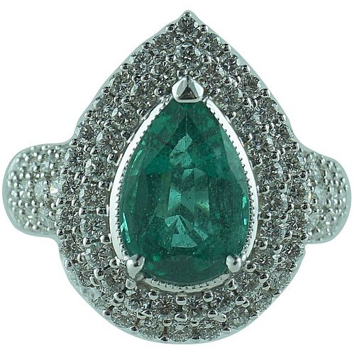 18 Karat WG 2.72 Carat Emerald 1.47 TCW Diamond