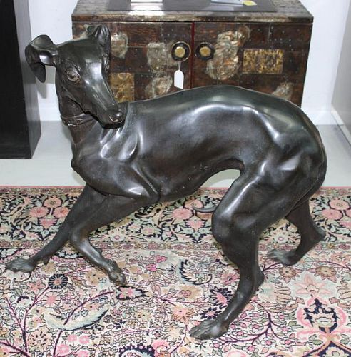 Greyhound Dog Bronze Sculpture. Large, Heavy.