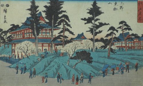 19th C. Framed Hiroshige Japanese Wood Block Print