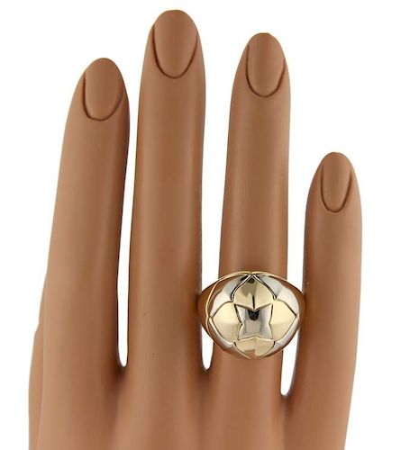 Bvlgari 18k Two Tone Gold Floral Dome Band Ring