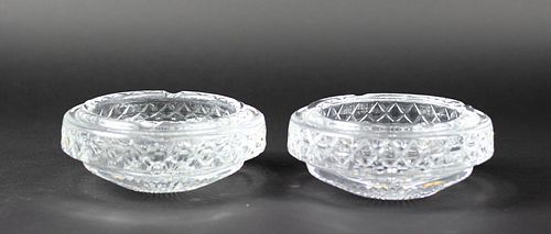 Pair of Waterford Style Cut Crystal Ashtrays