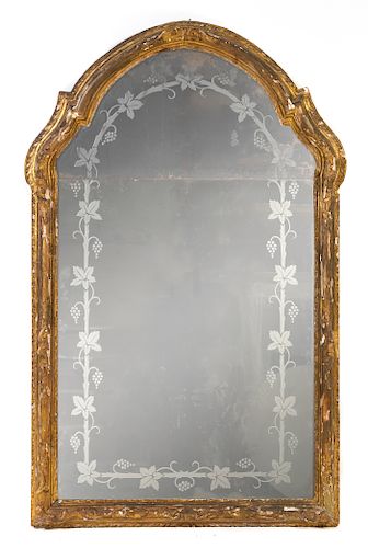 A Venetian Giltwood Mirror Height 60 x width 36 inches.