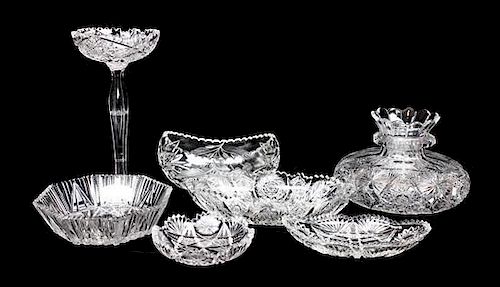 A Group of Seven American Brilliant Cut Glass Articles,