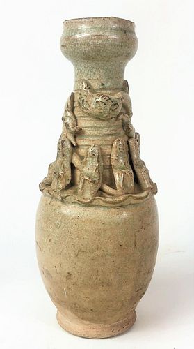 Antique Chinese Crackle Glazed Funerary Urn