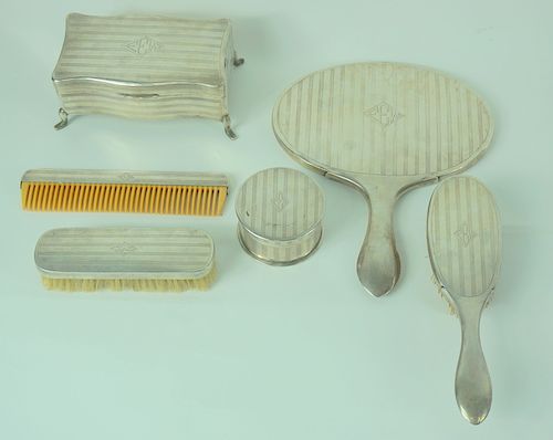 6pc Mid Century Zee Sung Chinese Silver Vanity Set