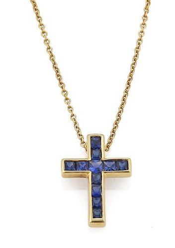 Tiffany&Co 18k Yellow Gold Cross Pendant Necklace