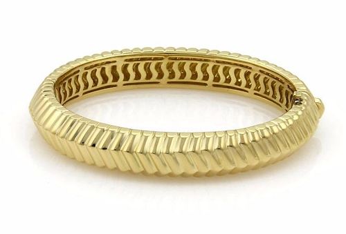 Tiffany&Co Cordis 18k Gold Grooved Bangle Bracelet