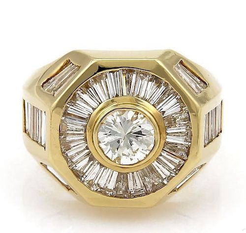 5.40ct Diamond 18k Yellow Gold Octagon Shape Ring