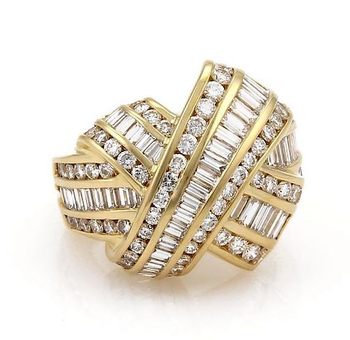 Charles Krypell Diamond X Crossover 18k Gold Ring