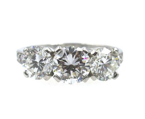 Tiffany & Co 2.77 Ct Three Diamond Platinum Ring