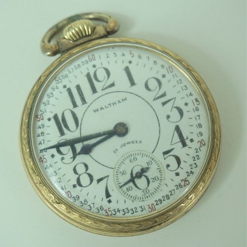 Antique Waltham Gold Plated Railroad Watch