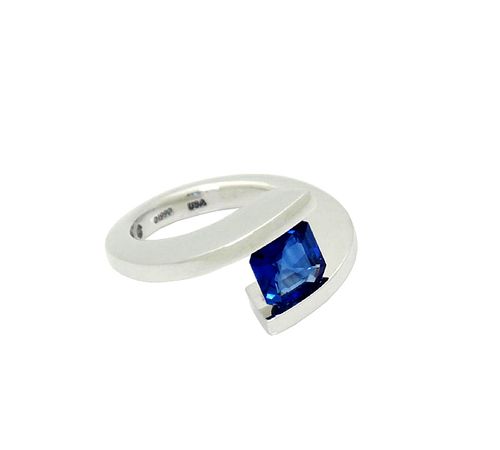 Steven Kretchmer 950 PT & 1.87 Ct Blue Sapphire Ring