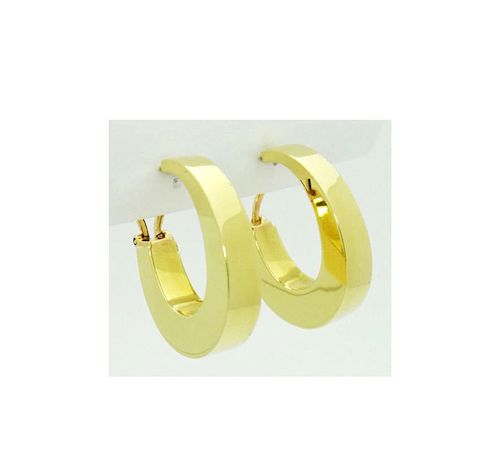 Tiffany & Co. 18k Wide Hoop Earrings Modernist 1960