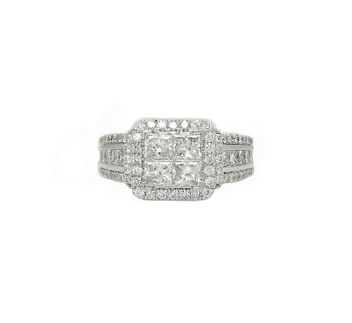 14k Gold 1.50 TCW SI1-2 F-G Princess Round Diamond Ring