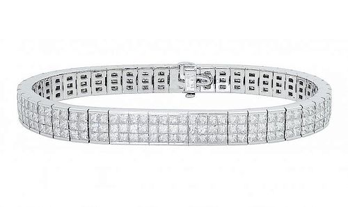 18k White Gold 13.00 TCW Princess Cut Diamond Bracelet