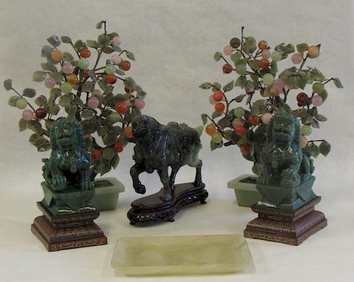 Grouping Of Vintage Jade Items To Inc .