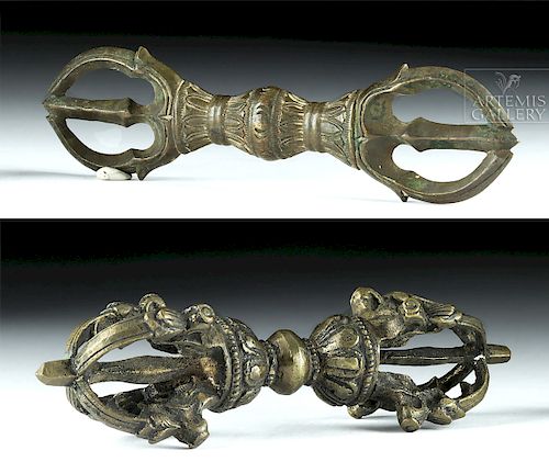 Pair of 19th C. Tibetan Brass Dorjes