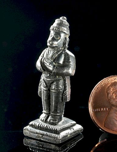 Rare Miniature 19th C. Indian Silver Amulet - Hanuman