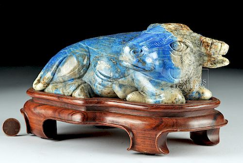 Chinese Qing Dynasty Lapis Lazuli Bull
