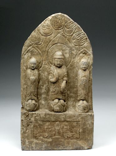 Chinese Ming Dynasty Stone Panel w/ Buddha