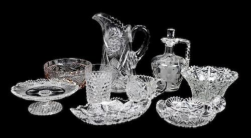 A Group of Cut Glass Table Articles, Height of decanter 12 1/2 inches.