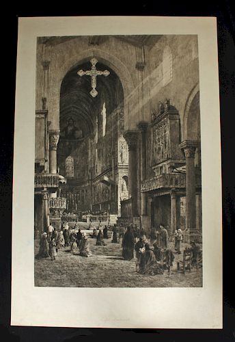Signed Haig Aquatint, "Cefalu Cathedral" 1901