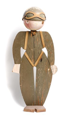 Carved and Painted Wood Folk Art Figure Height 19 3/4 inches
