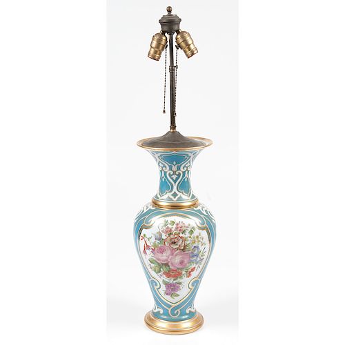 Continental Painted Porcelain Table Lamp