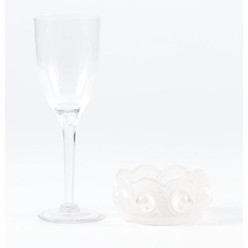 Lalique Crystal Champagne Flute and Dish