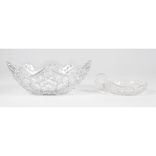 Cut Glass Center Bowl and Dish