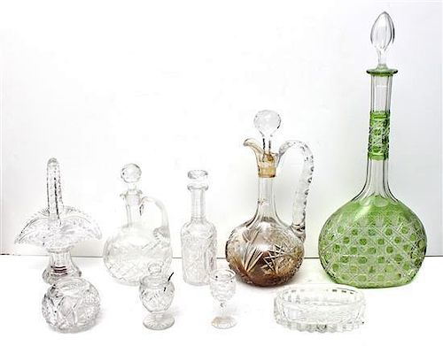 A Collection of Cut and Molded Glass Table Articles, Height of tallest 18 1/4 inches.