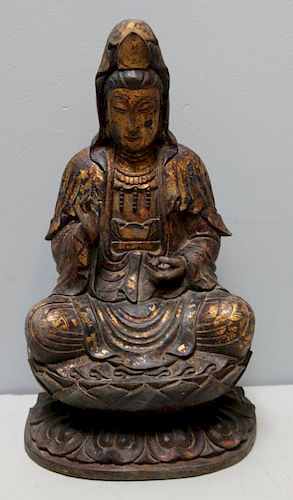 Chinese Carved Lacquered Guanyin.