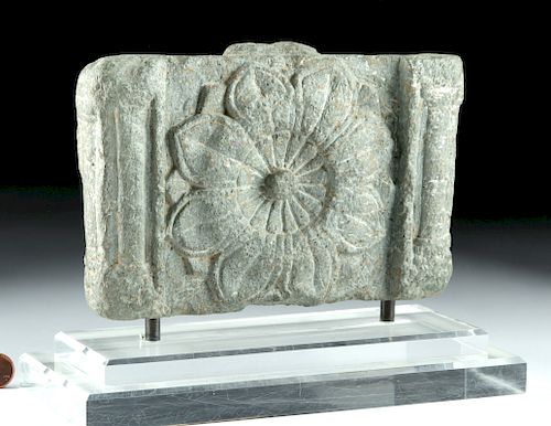 Gandharan Schist Relief with Lotus Flower