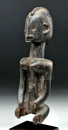 Late 19th C. African Dogon Wooden Seated Female Figure