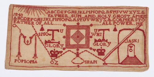 Rare Antique Masonic Embroidered Alphabet