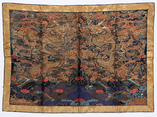 Antique Chinese Silk Dragon Brocade Embroidery