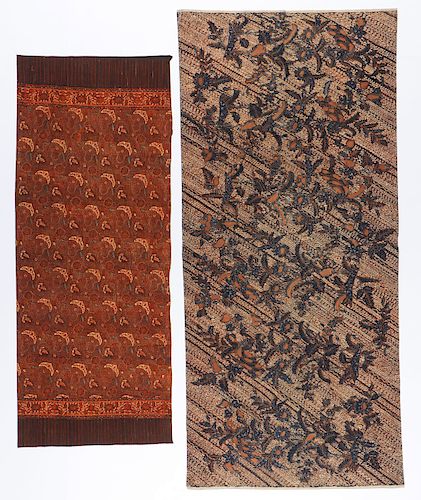 2 Old Batik Hip Wrappers, Early 20th C