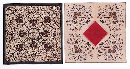 2 Fine Cotton Batik Head-Cloths, Java, Early 20th C