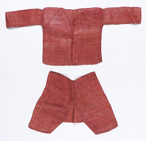 Rare Abaca Textile Man's Pants & Jacket, Bagobo People