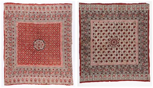 Two Bokhara Block Print Cotton Cloths, 19th C