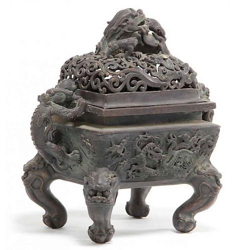 Chinese Bronze Censer and Cover