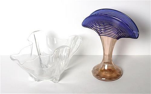 Two Steuben Glass Articles, Height of taller 7 5/8 inches.