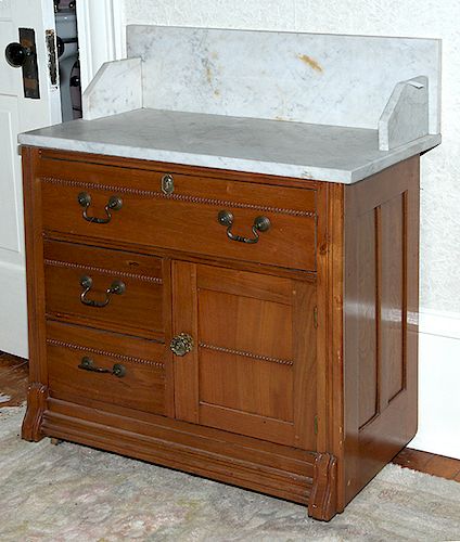Oak Marble Top Wash Stand