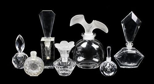 A Group of Seven Glass Scent Bottles, Height of first 8 1/2 inches.