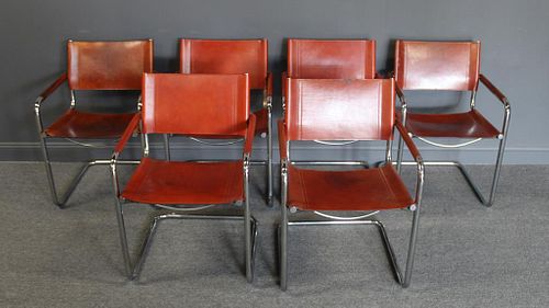 MIDCENTURY. ^ Leather and Chrome Chairs .