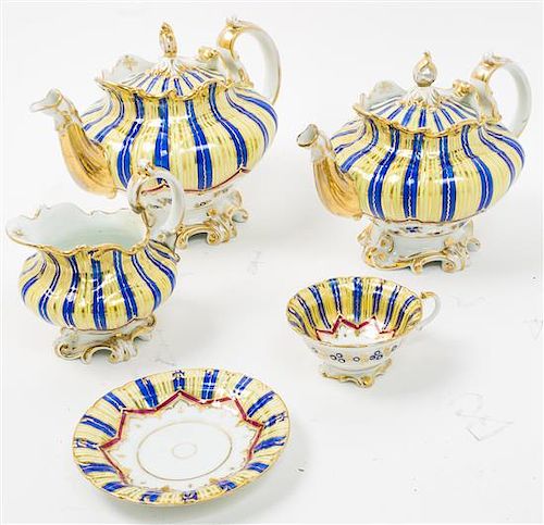 * A Continental Porcelain Tea Service Width of teapot 10 inches.