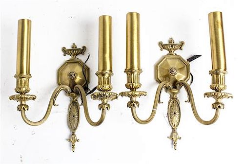 A Pair of Neoclassical Sconces Height 12 1/2 inches overall.