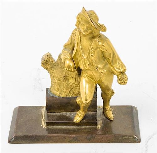 A Continental Gilt Brass Figure Height 4 1/2 inches.