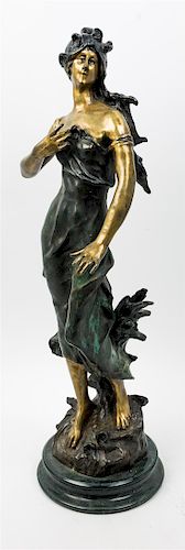 A Continental Patinated Bronze Figure Height 31 1/2 inches.