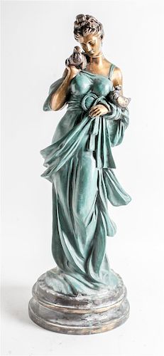A Patinated Cast Metal Figure Height 35 inches.